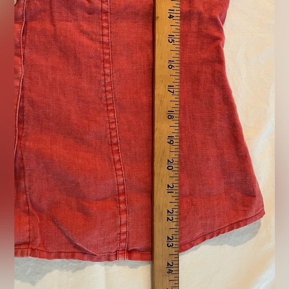 Indigo Palms Chinos Women's Orange Long Sleeve Linen Button Down Top; Size M - Picture 7 of 7